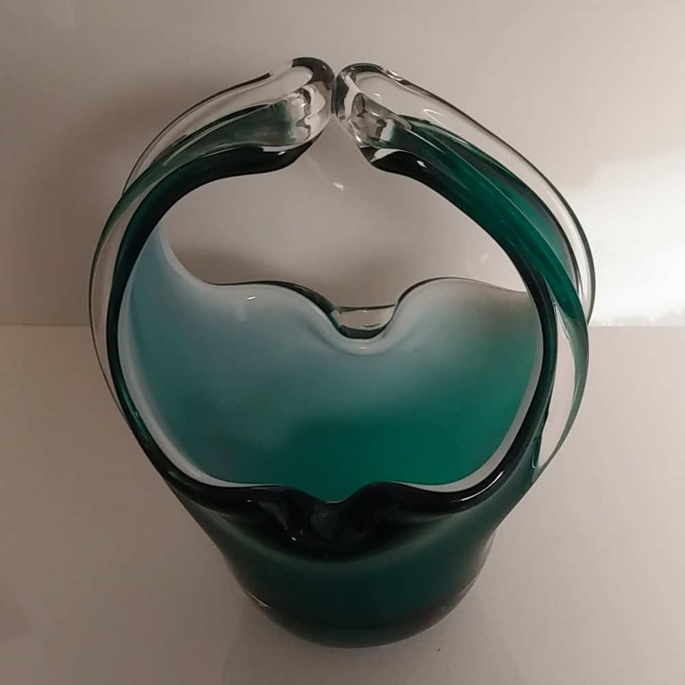 Murano Italy hand blown Glass basket